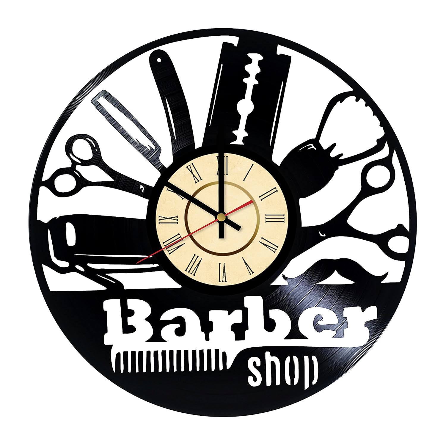 Barber Vinyl Wall Clock, Beauty Design Home Decor, Barber Salon Vinyl