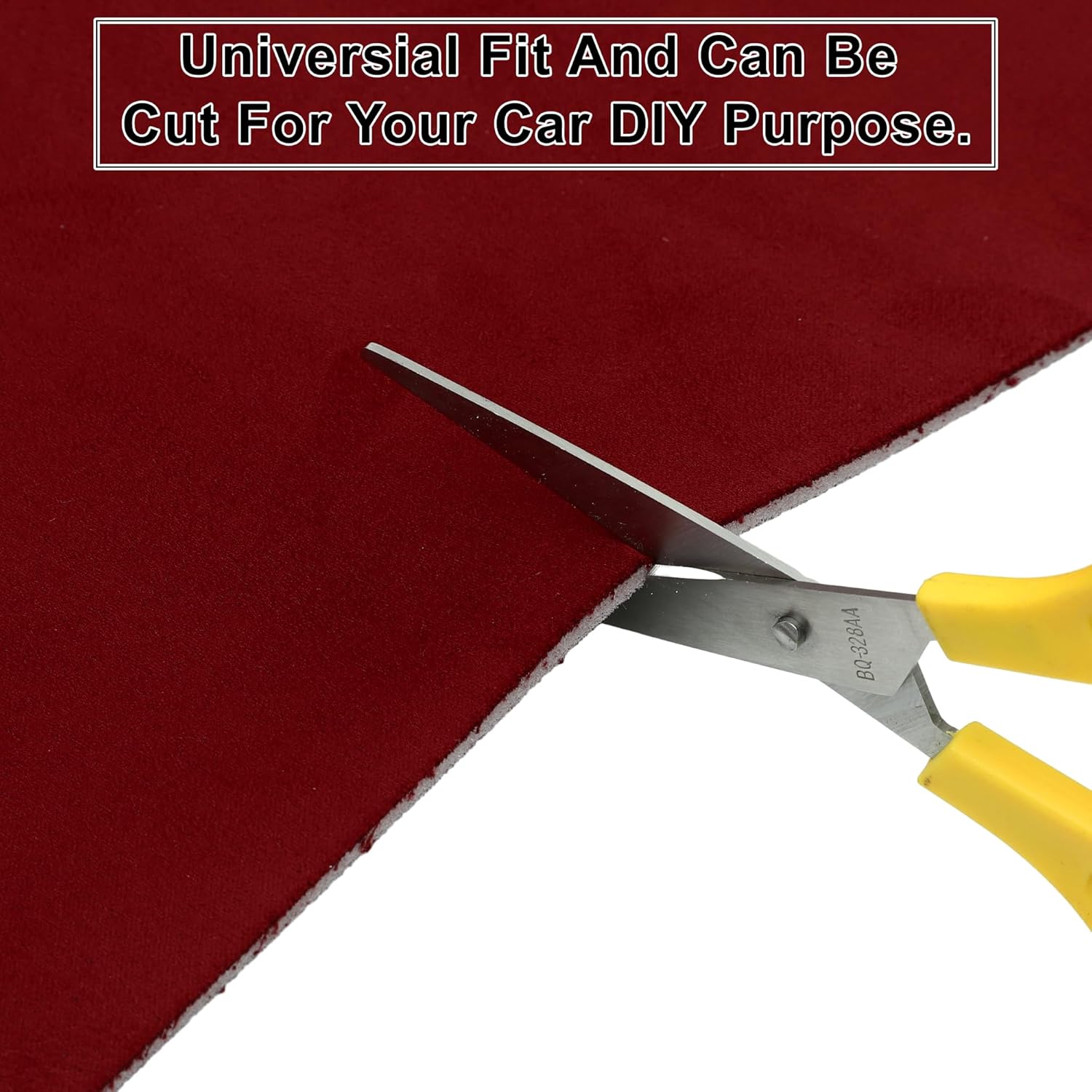 X AUTOHAUX Suede Headliner Fabric 80" Length x 60" Width Foam Backed for Car Truck RV SUV Interior Trim Protect Aging Broken Faded DIY Repair Replacement Red