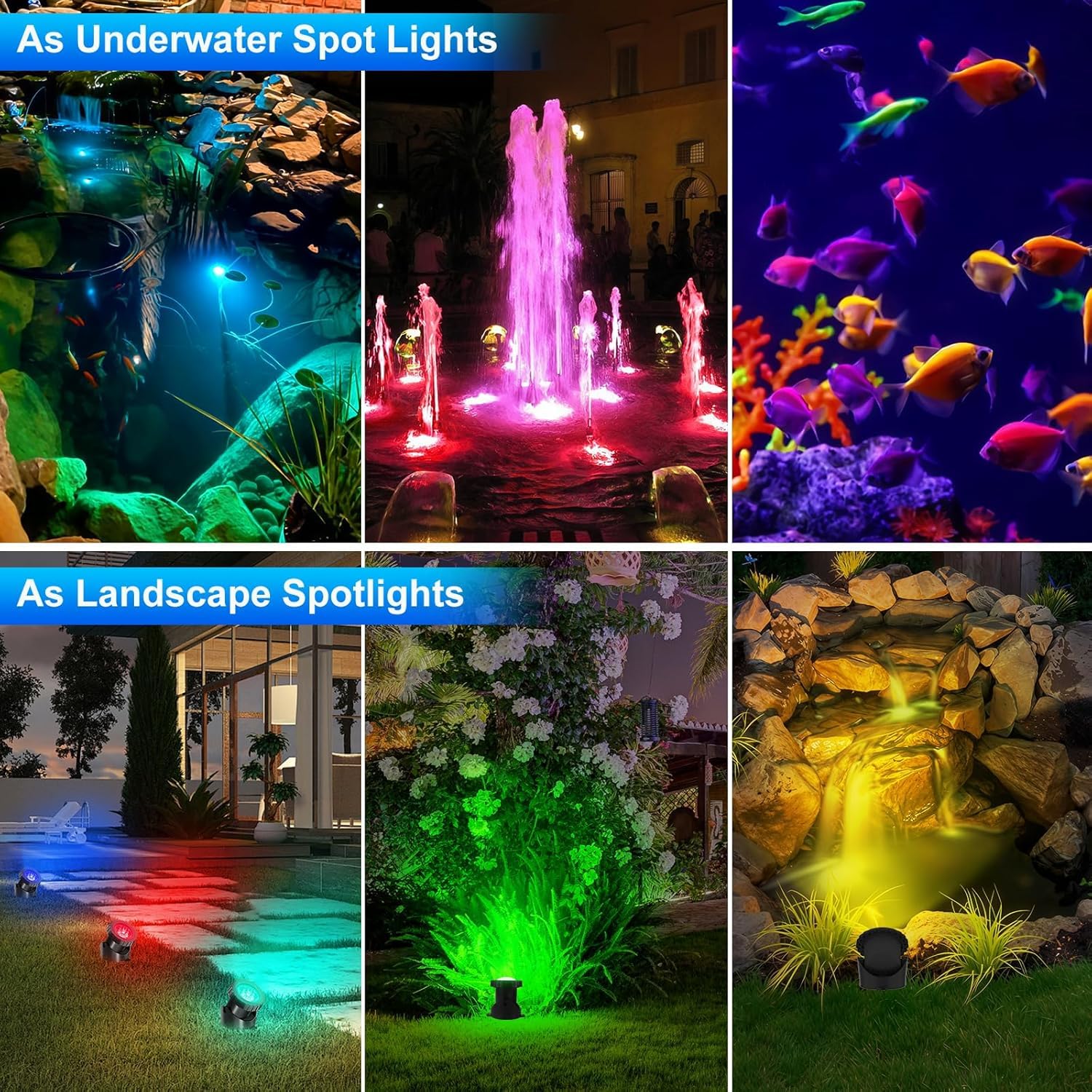 T-SUNUS Teichbeleuchtung Unterwasser RGB, Unterwasserbeleuchtung Teich mit Bluetooth APP Fernbedienung, IP68 Wasserdicht Farbwechsel Poolbeleuchtung Unterwasser für Garten Patio Baum Aquarium 4 in 1