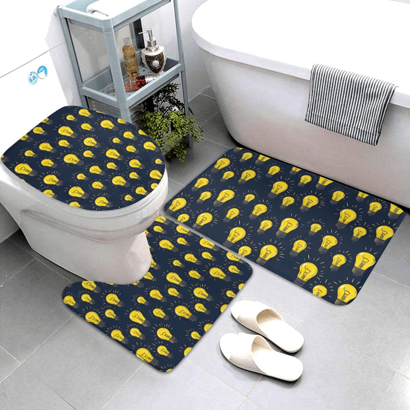 Tapis de salle de bain lot de 3 lavable pour douche et toilette