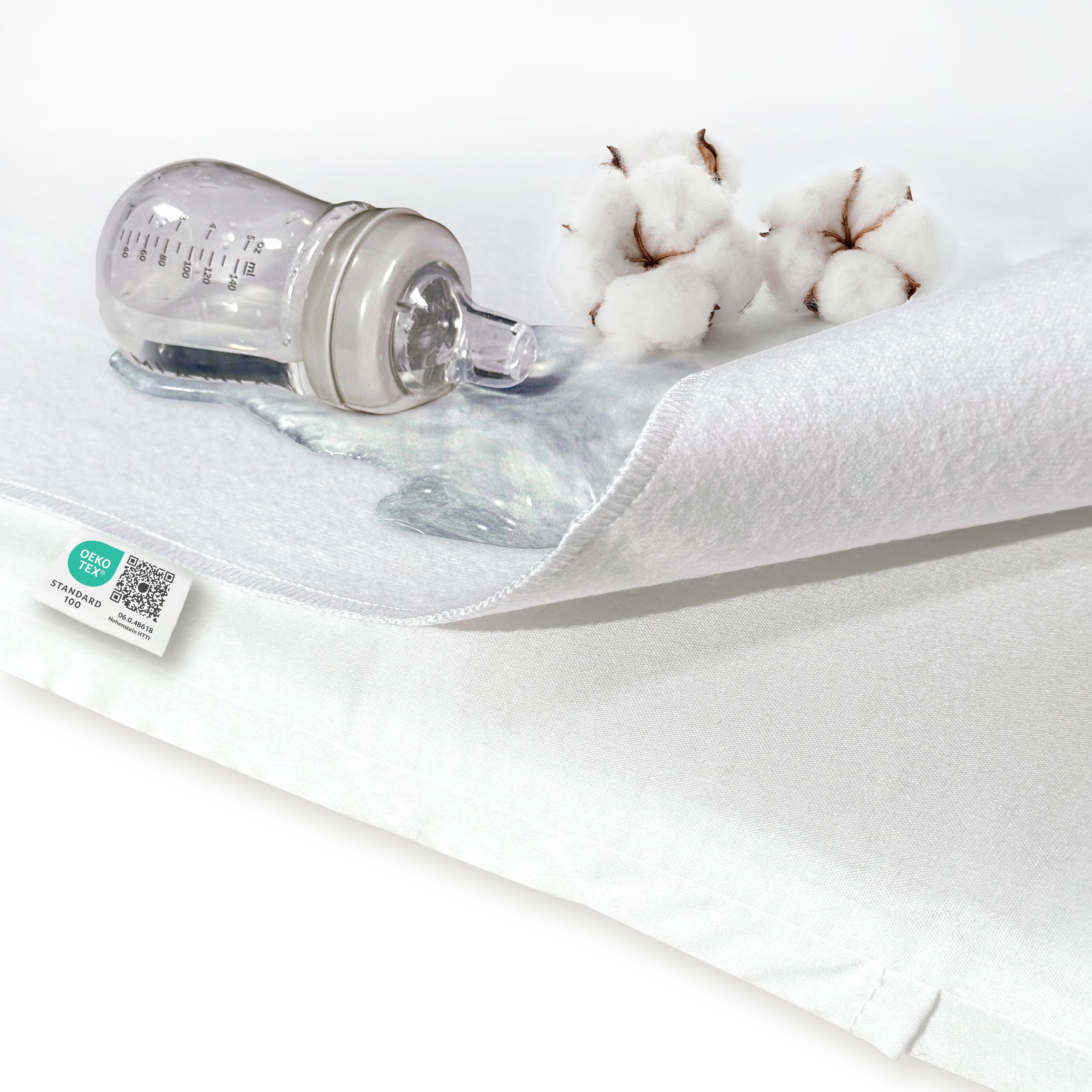 MAKIAN wasserdichte Betteinlage - Matratzenauflage 50x70 cm - Molton Matratzenschoner aus Baumwolle - Oeko-TEX® Standard 100 geprüft, wasserdicht & hygienisch - Kochfest & trocknergeeignet