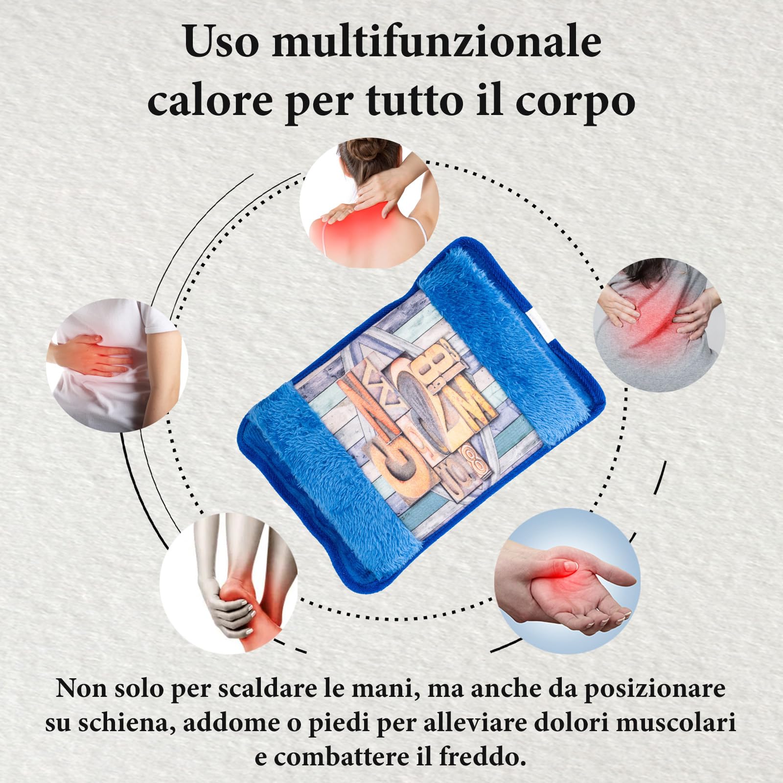 LEIVESTE - Bolsa de agua caliente eléctrica con bolsillo suave de felpa, calentador eléctrico para calentar manos, cama y abdomen (azul)