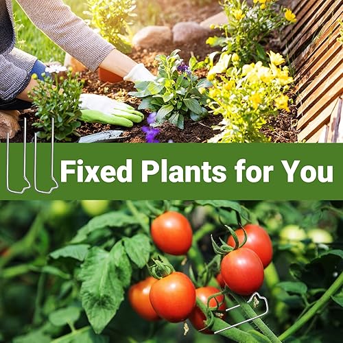 Miniatura 3 de 150 alfileres florales, alfileres verdes, alfileres florales en forma de U de 1.7 pulgadas para plantas de interior, plantas trepadoras, coronas de