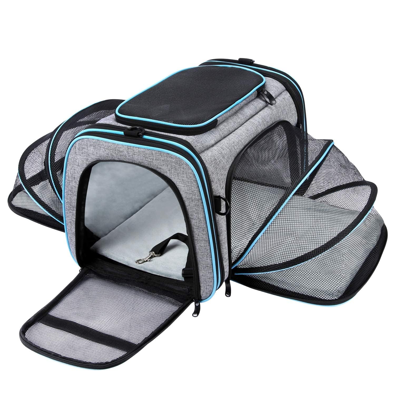 NARAYANMUNI Airline Approved Pet Carrier Bag for Pets Airline Travel Waterproof Detachable, adjustable shoulder strap and 2 sided expandable (L-19.5,B-12-H-12 inches)-Grey&Black (B0B5N4D3Q1) Amazon Price History, Amazon Price Tracker