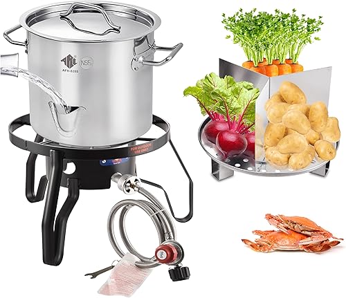 ARC - Kit de vapor de 24 cuartos de galón, quemador de propano portátil de 55,000 BTU, olla de vapor SS con boquilla de agua de fácil llenado,