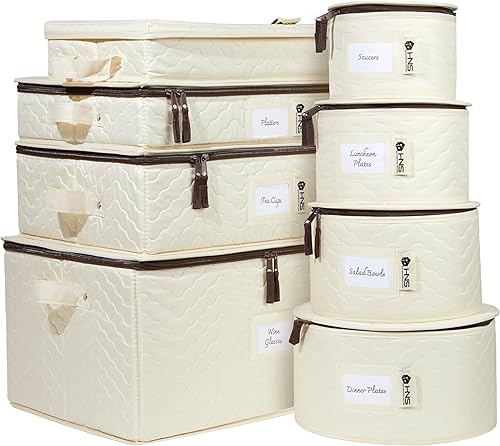 Miniatura 9 de Contenedores de almacenamiento de porcelana de carcasa dura, juego de 5 piezas, cajas móviles para vajillas, vasos, platos, tazas y platillos,