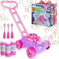 ArtCreativity Bubble Lawn Mower for Toddlers 2+ - Push Toy Bubble Machine with Sounds, 3 Bubble Solutions, Birthday Easter Gifts for Girls Boys