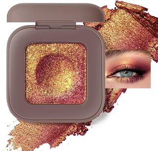 Noerrors Duochrome Burgundy Gold Glitter Eyeshadow Palette, Holographic Chameleon Rich Color Shimmer Eye Shadow, Color Shift Sparkle Inner Corner Eye Highlighter Palette Makeup for Rave Halloween#07