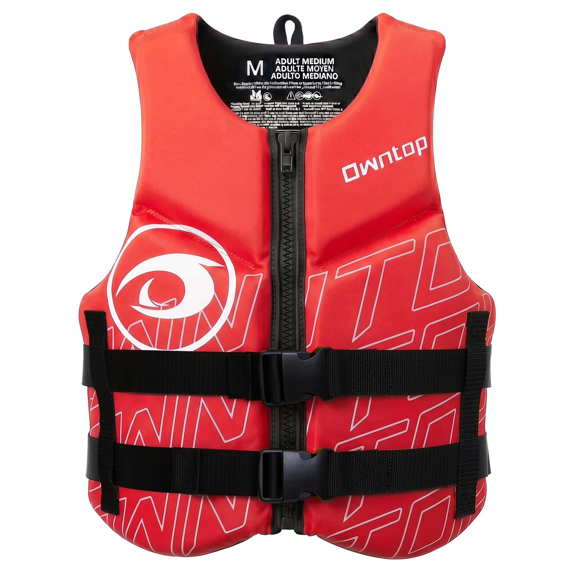 Owntop Adults Buoyancy Aid | Neoprene Swim Vest | Foldable Buoyancy Vest with Dual Buckle Elastic Waist | Lightweight Float Jacket for Boating, Kayaking, Swimming, Paddle & Fishing (Red,S)