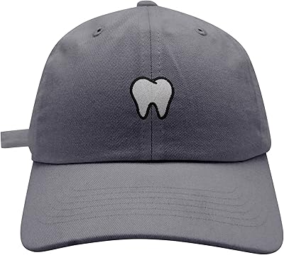 JPAK Dentist Tooth Baseball Cap Embroidered Cotton Dad Hat - Dental Gray