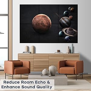 BUBOS 7 Pack Art Acoustic Panels Soundproof Wall Panel,70.8X47.2 Inches Large Sound Absorbing Panel,Self-Adhesive Decorative Acoustical Wall Panels, Acoustic Treatment for Home OfficeMars