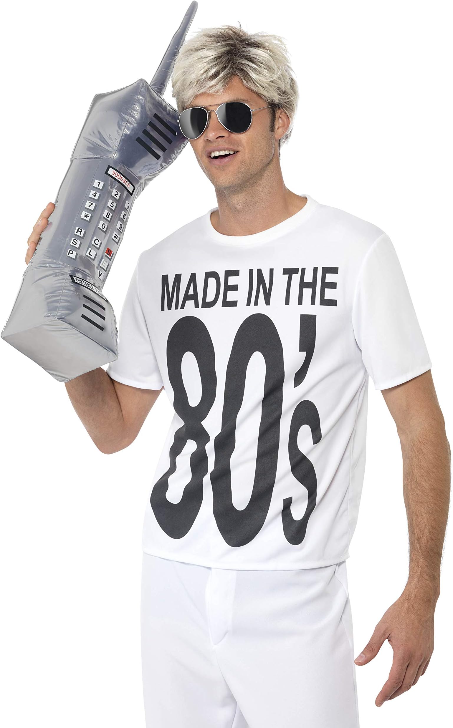 SmiffysInflabatable Retro Phone | 80's Retro Telephone | Inflatable Phone 80's | Inflatable Phone Prop | Silver