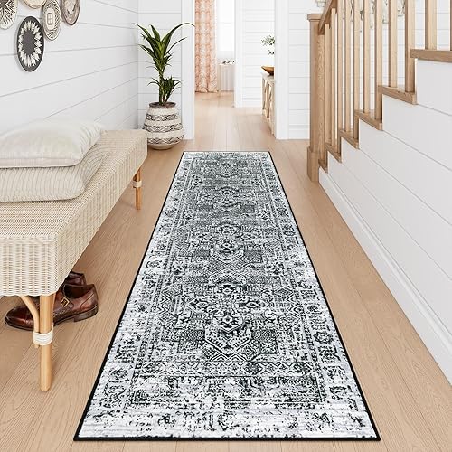 Miniatura 8 de Lahome Alfombra bohemia vintage beige de 2 x 8 pulgadas, ultra suave, lavable a máquina, con parte trasera de goma, antideslizante para interiores,