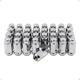 Wheel Accessories Parts 32 Pieces 9/16" Thread Bulge Acorn 1.90 Long Lug Nuts Chrome 3/4" Hex Fits 1994-10 Ram 2500 3500 1975-97 Ford F250 F350 C20 K20 C2500 C3500