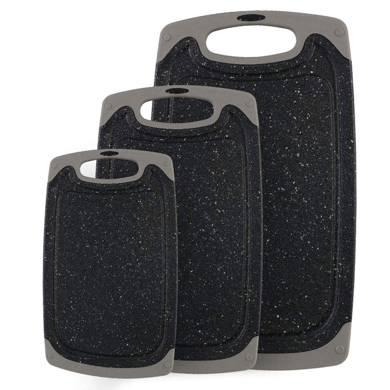 RUNZI Schneidebrett Set 3-teilig - Rutschfeste Bretter Mit Saftrille BPA-frei