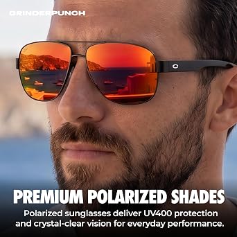 grinderPUNCH Mens Polarized Aviator Sunglasses UV400 Classic Retro Fashion