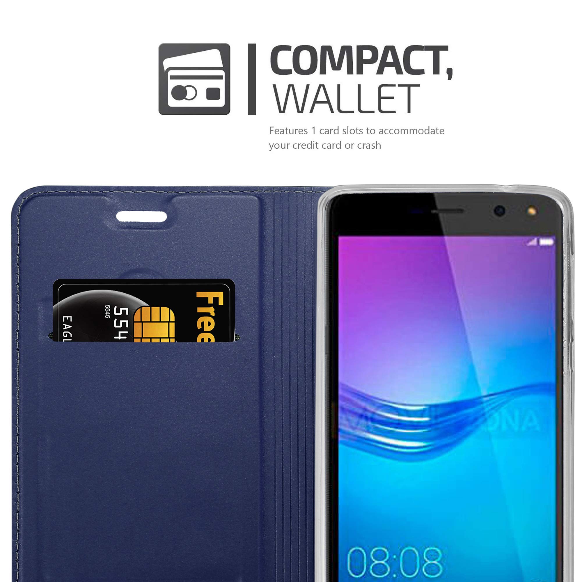 Cadorabo Cover Huawei Y6 2017 Grigio Antiscivolo Flip Portafoglio