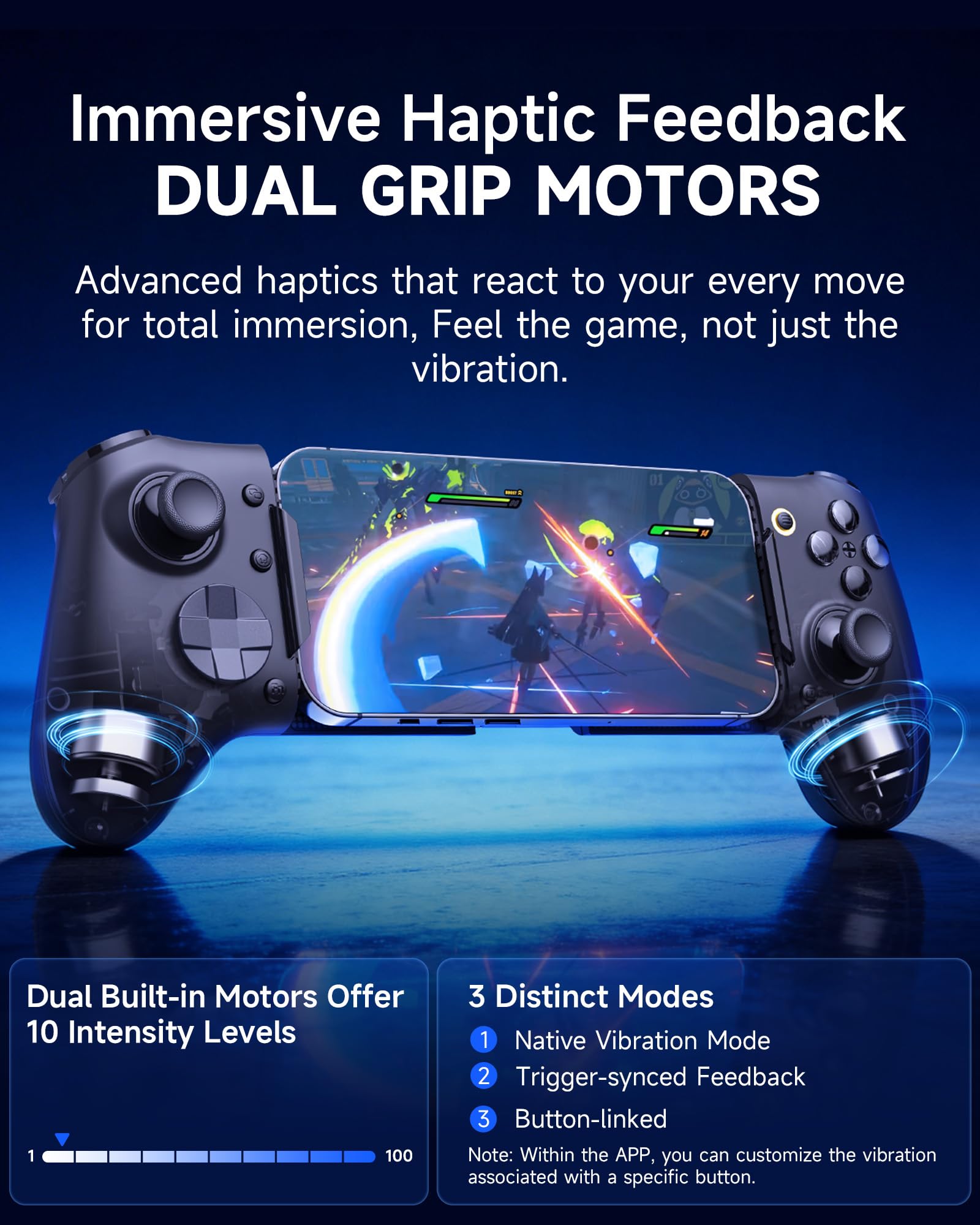 Controller mobile EasySMX M20 con USB-C per iPhone, smartphone Android e tablet 8,5", controller per smartphone con joystick a effetto Hall/grilletto a due stadi, doppi motori di presa