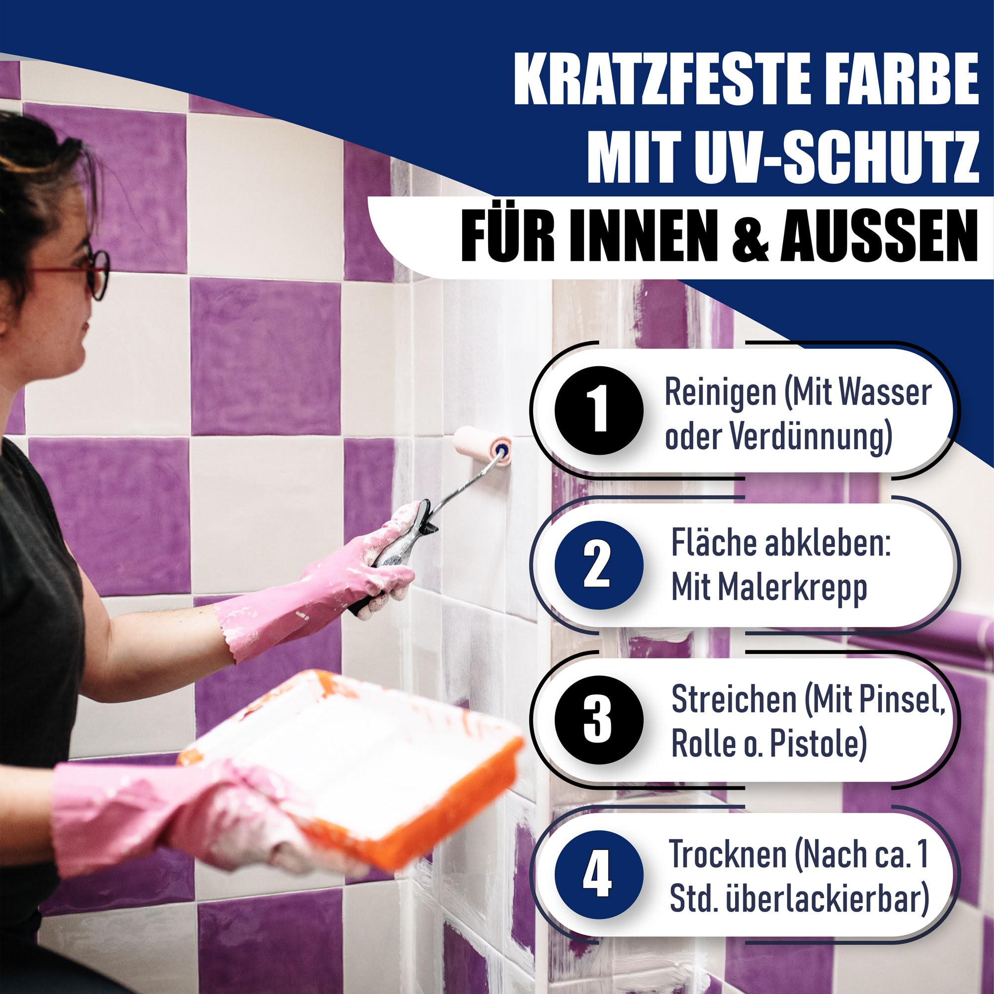 Hamburger Lack-Profi Fliesenlack MATT Schwarz RAL 9005 Schwarz Fliesenfarbe (1 L)
