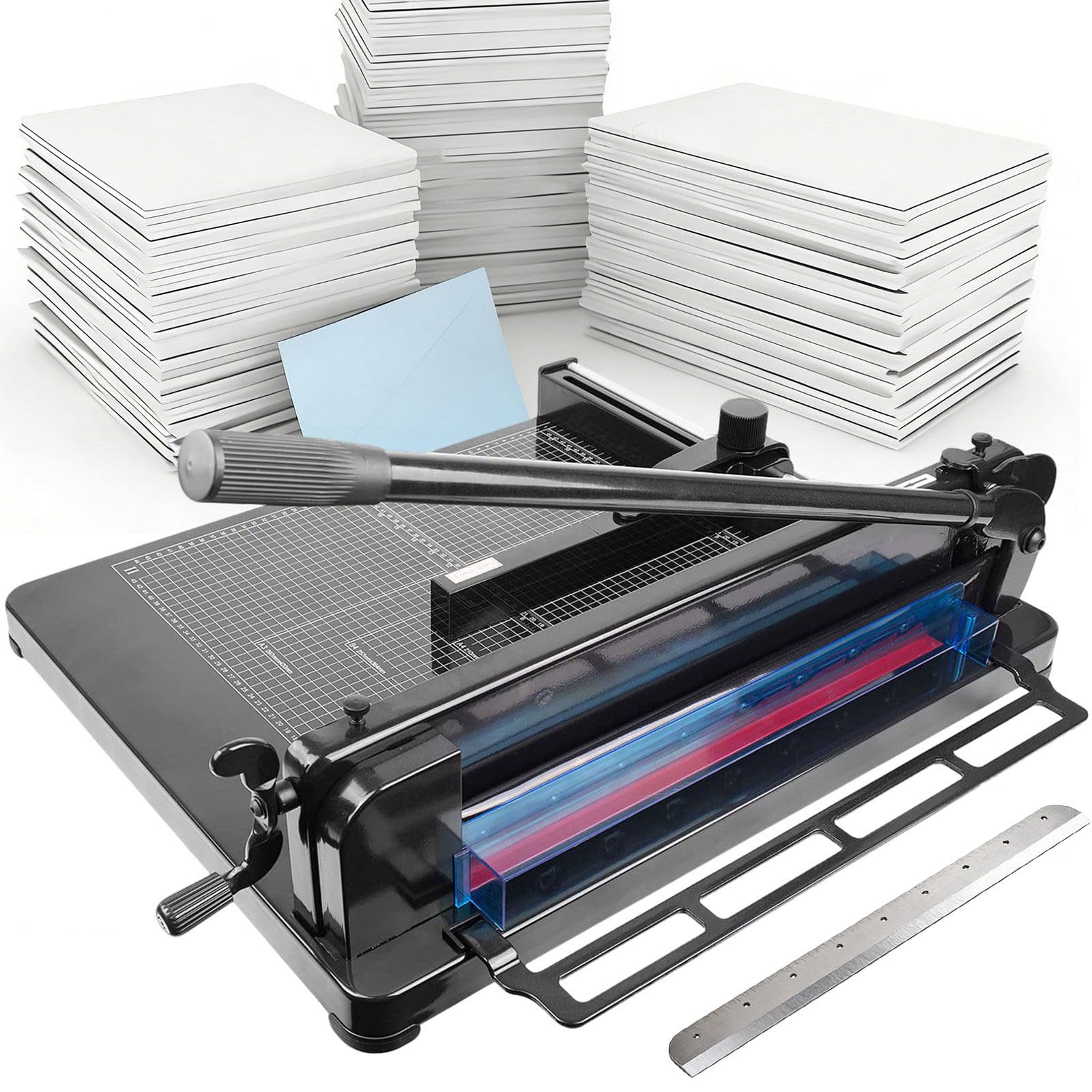 Taglierina per carta resistente, A4/A3 a ghigliottina con lama da 30,5 cm/43,2 cm, taglia fino a 400 fogli, taglierina manuale per ufficio, cartone, foto, artigianato
