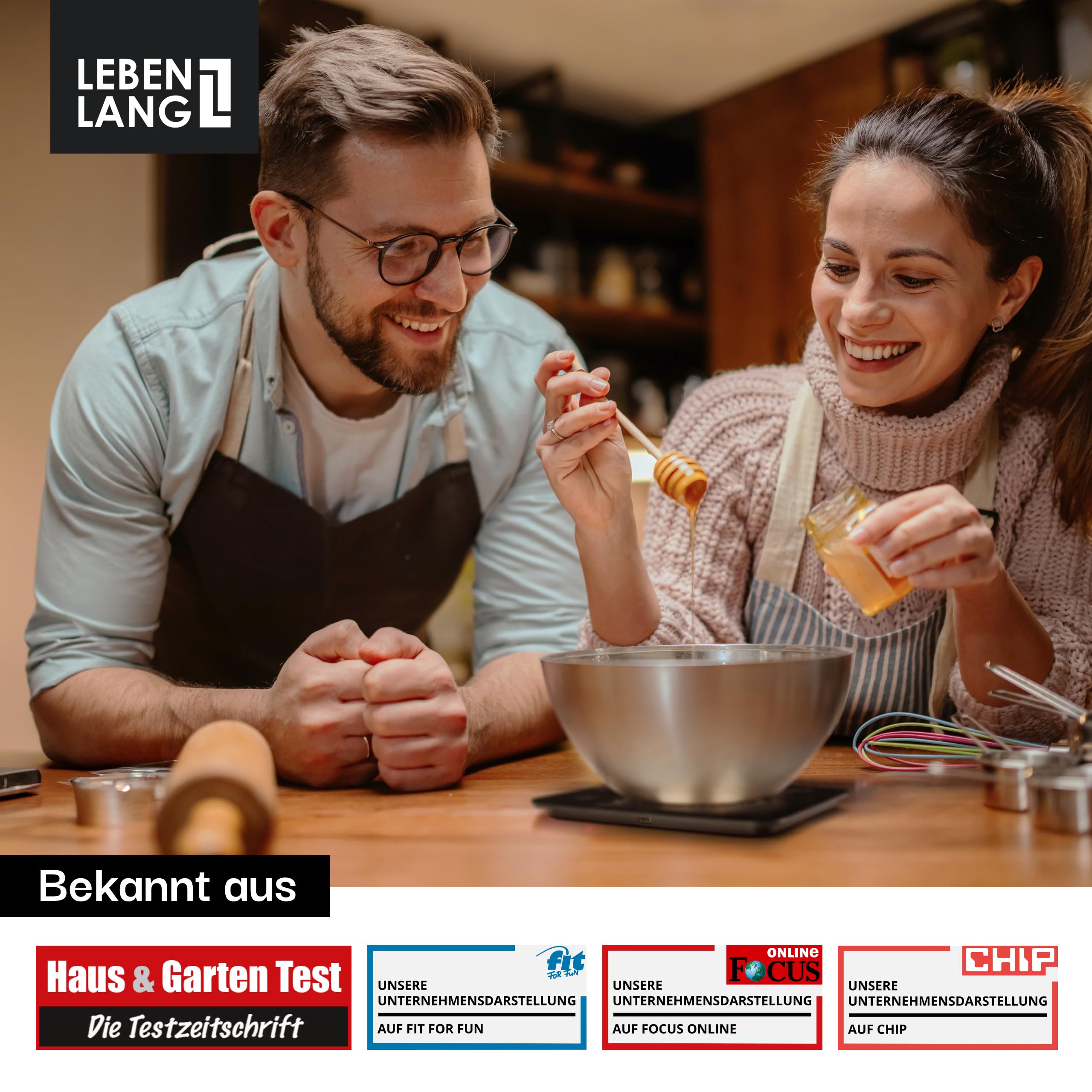 LEBENLANG Digitale Waage Küchenwaage Wasserdicht - USB Aufladbar & Inkl. Ladekabel I Bis 10 Kg I Waage Küchenwage für Food & Kitchen Scale I Elektronische Kuchenwagee Digitalwaage Küchenzubehör
