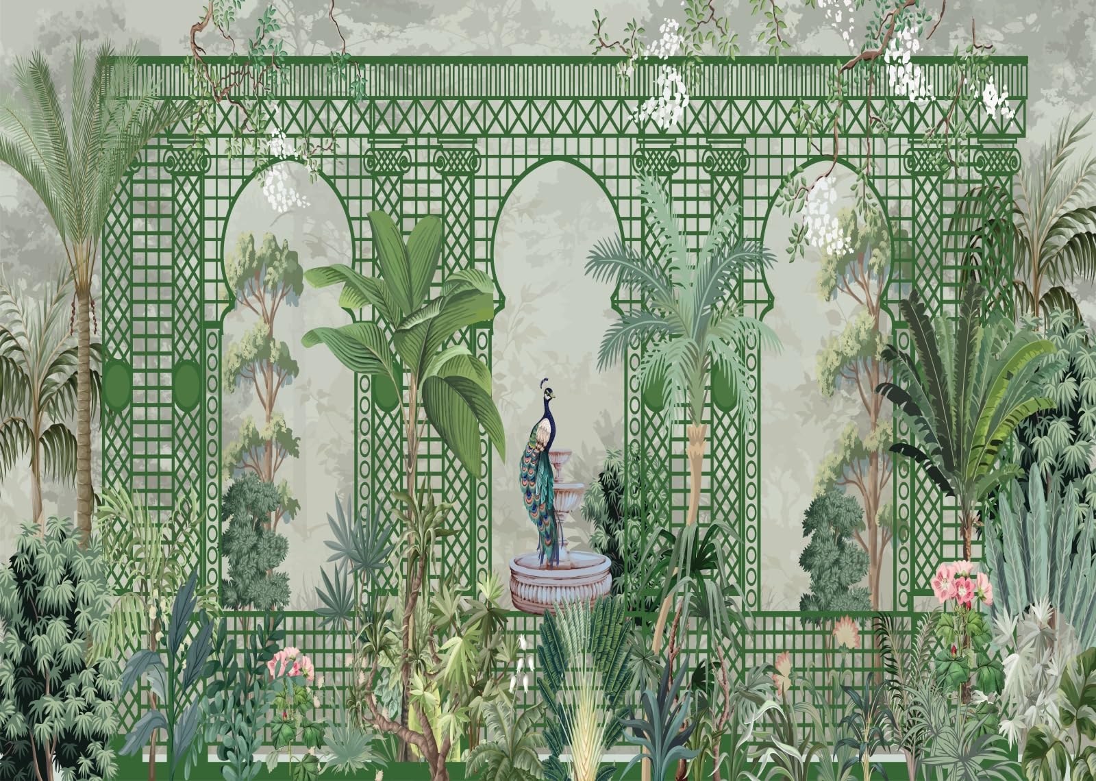 10x6.5FT Giardino Archi Palazzo Verde Sfondo Fotografico