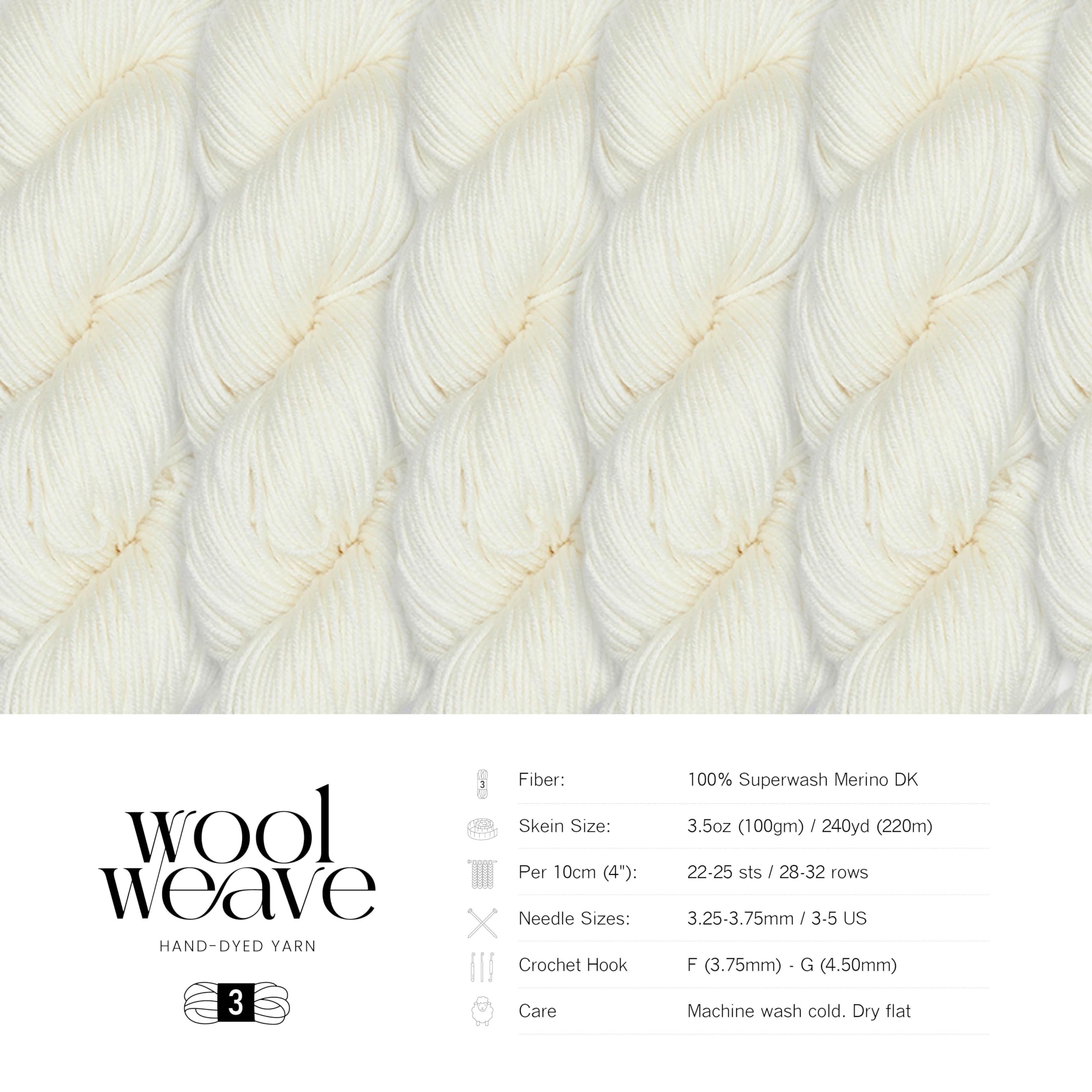 Superwash Merinowolle, Garn zum Stricken und Häkeln, handgefärbt, 100 g, 220 m, DK-Gewicht, luxuriös, weich und langlebig, cremefarben