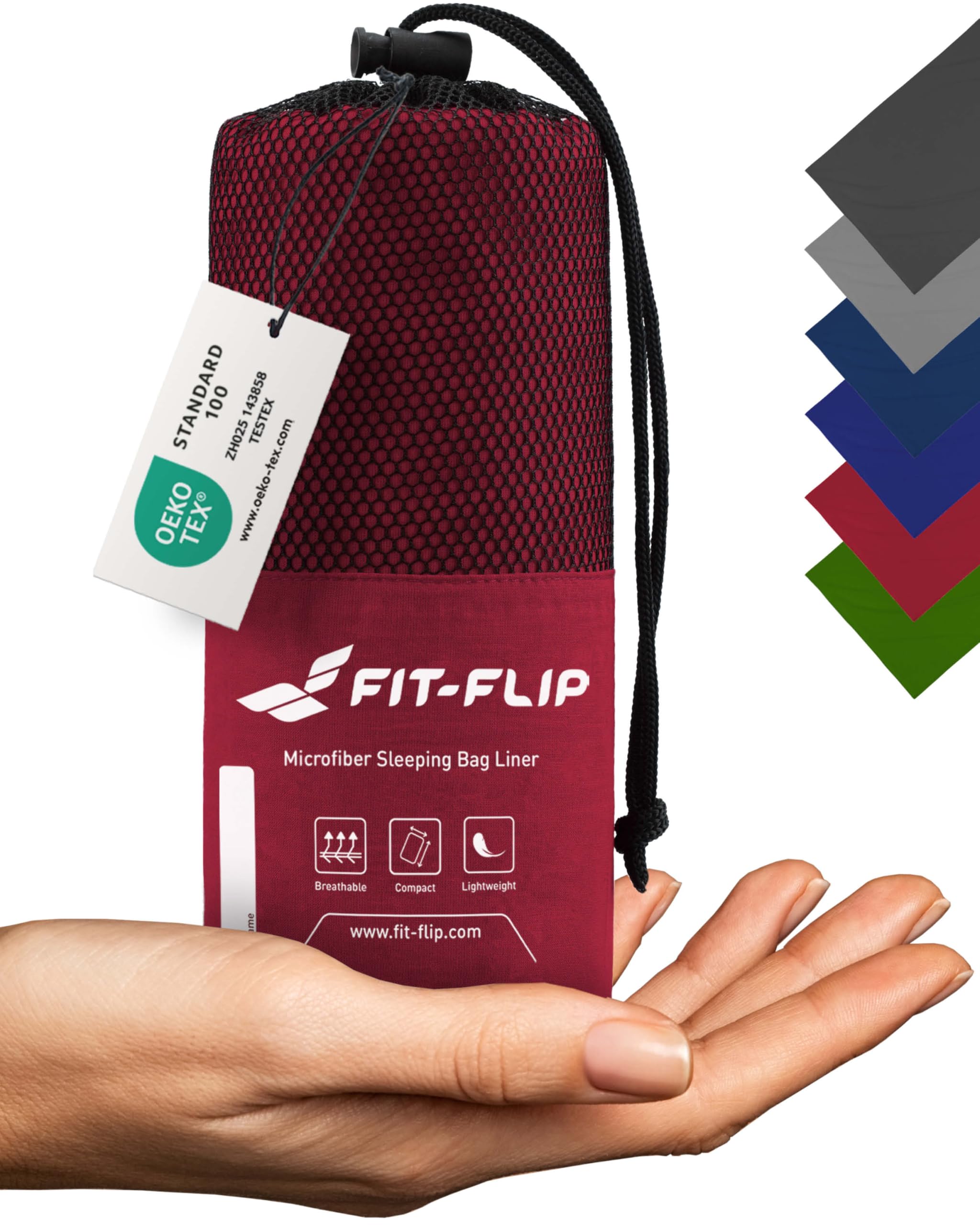 Fit-Flip Sacco Lenzuolo da Viaggio - 100% Cotone o Microfibra - Sacco a pelo con scomparto per cuscino - Sacco Letto singolo ultraleggero e compatto - Sacco a Pelo leggero Estivo