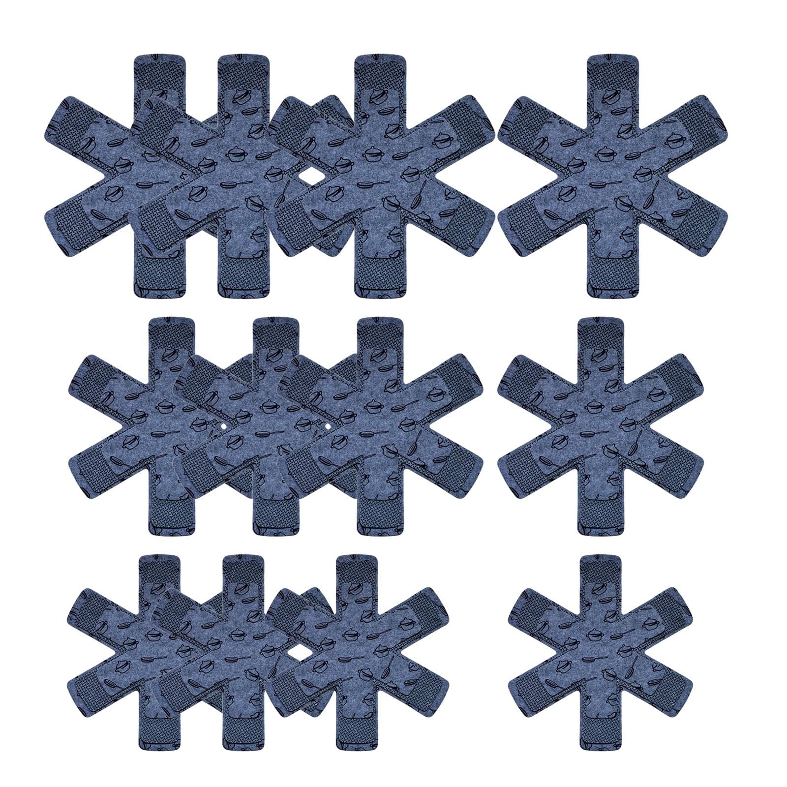 Juego de 5 protectores antideslizantes para sartenes y sartenes antiadherentes, color gris, 12 unidades