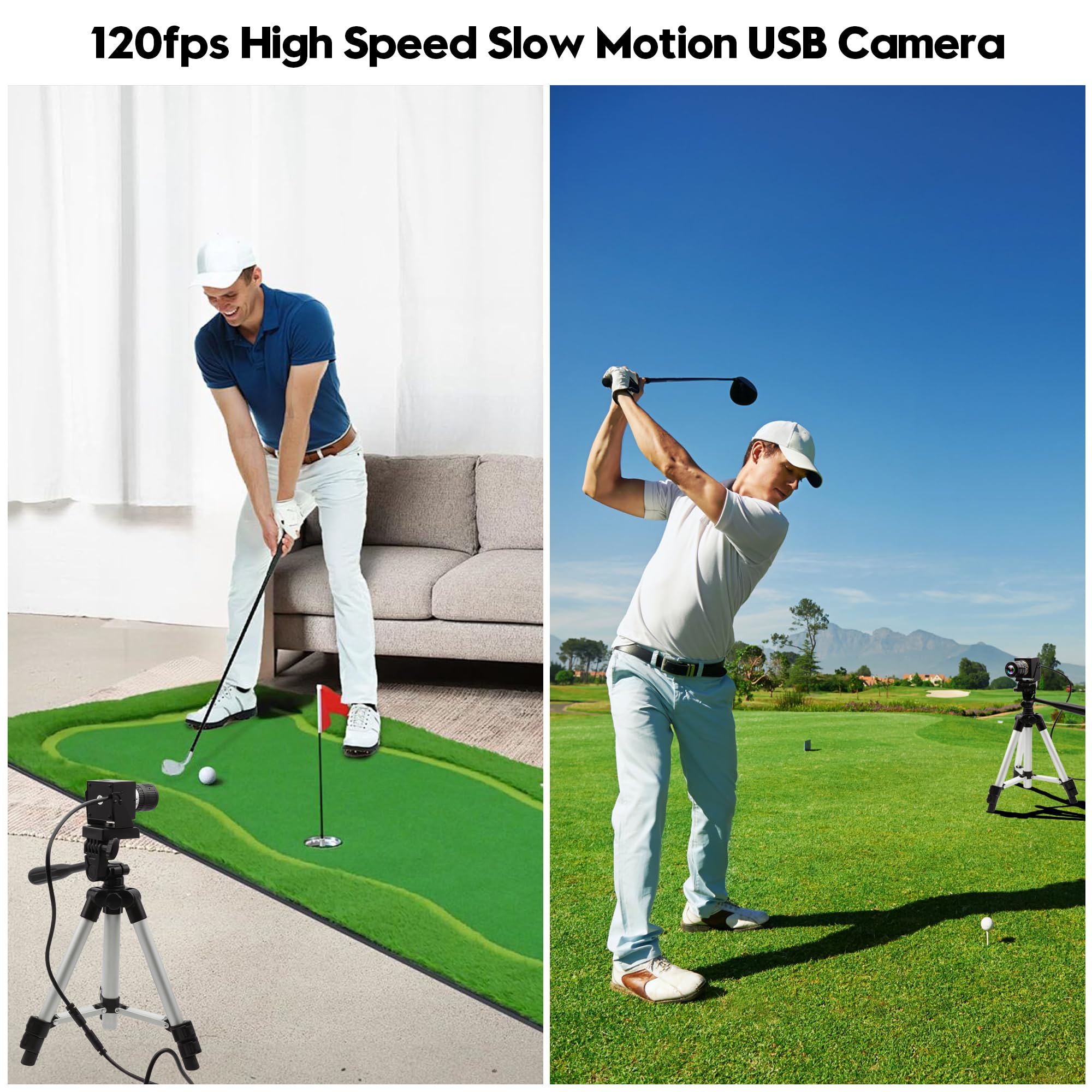 ELP 12MP USB Kamera 4K 120fps USB Webcam Hochgeschwindigkeits Golfschwungkamera mit 3 Fach manuellem optischem Zoomobjektiv Nahaufnahme PC Kamera für Live Streaming industrielle Projektbesprechungen