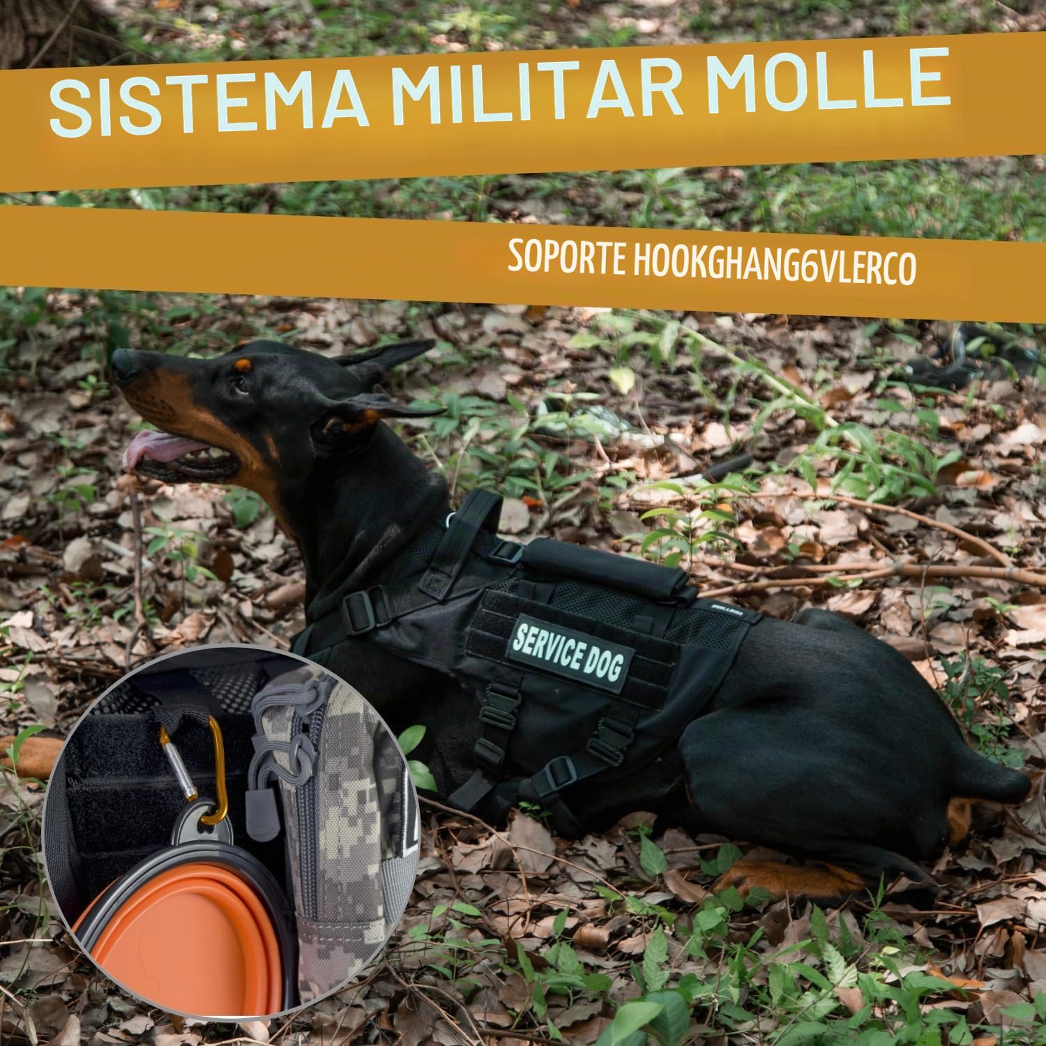 Arnés de elevación para perros grandes, arnés de malla militar transpirable con chaleco Molle con hebilla de metal de 39 g para entrenamiento, senderismo y caminata