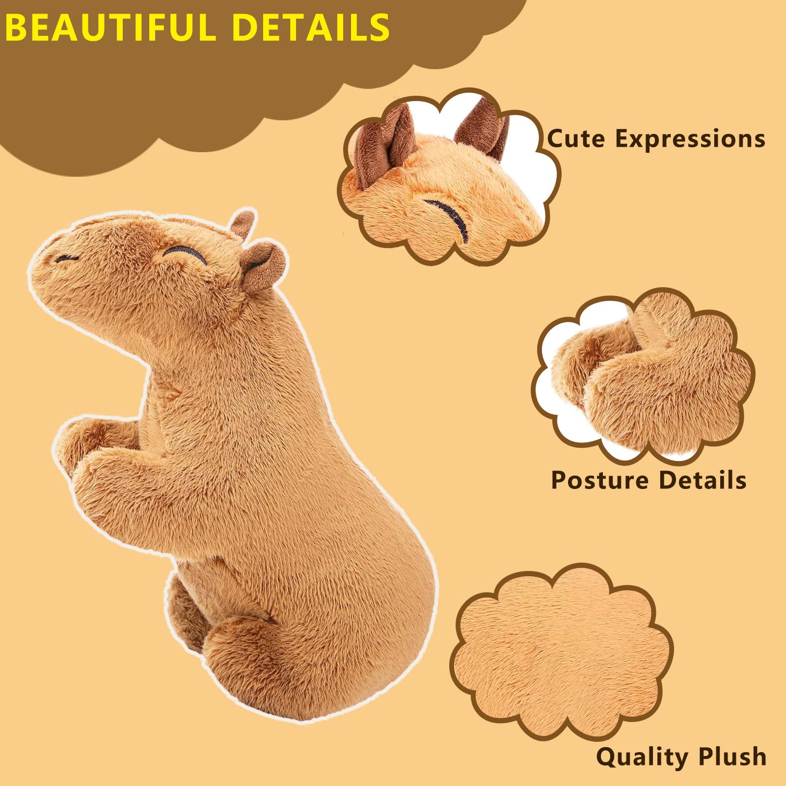 Tiny Heart Capibara Peluche 20cm/7.8" Capibara Realistica Peluche Animale Adorabile Regali Morbidi e Carini Capibara Peluche per Bambini Ragazzi e Ragazze Capibara Giocattoli per bambini marrone