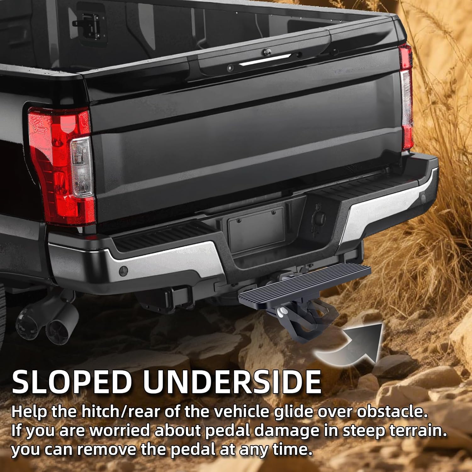 Hitch Step 2 Inch Receiver Slider with 3/4" D-Ring Shackle, Trailer Hitch Step for 45,000 lbs Towing Recovery, Hitch Step Skid Protection for Trucks & Off-Road Vehicles (Aluminum, Black) - Image 7