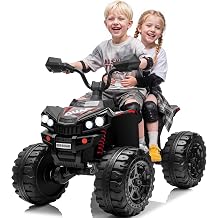 24V Ride On Car for Kid, ANRLI 4X4 Kids ATV 4 Wheeler w/800W Motor, Battery Powered Off-Road Electric Vehicle Quad w/19.5In 2 Seater, Kneepads, Pull Bow, Spring Suspension, Bluetooth