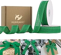 Vista 17 de HUIHUANG Cinta de arpillera turquesa de 1 pulgada x 20 yardas, cinta de arpillera de yute natural para envolver regalos, cintas de arpillera gruesas