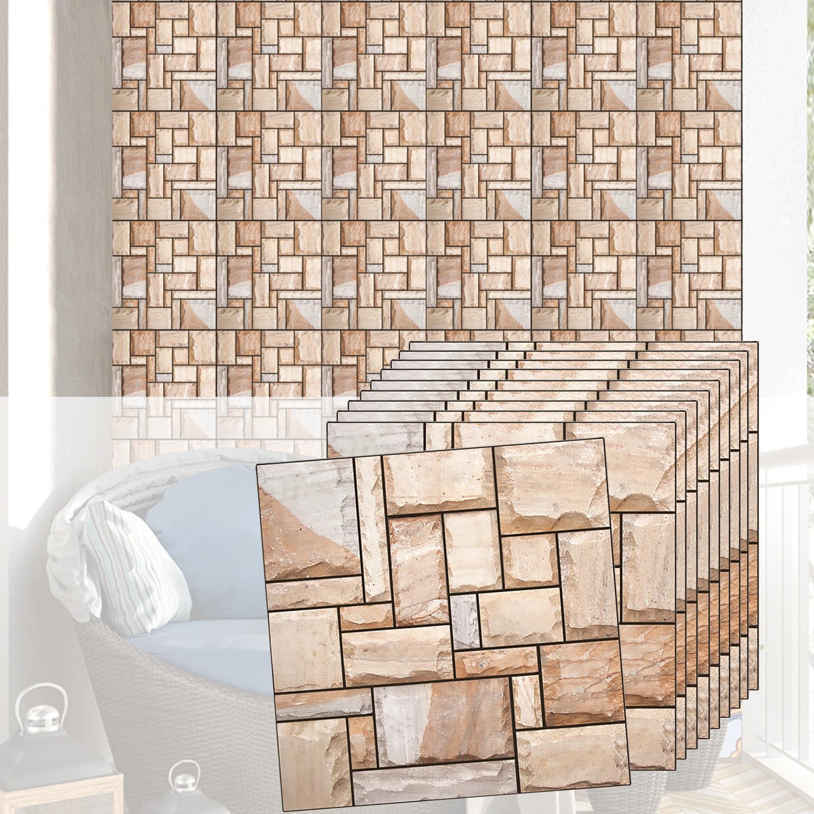 Papier peint autocollant imitation brique pour masquer les défauts d'un mur