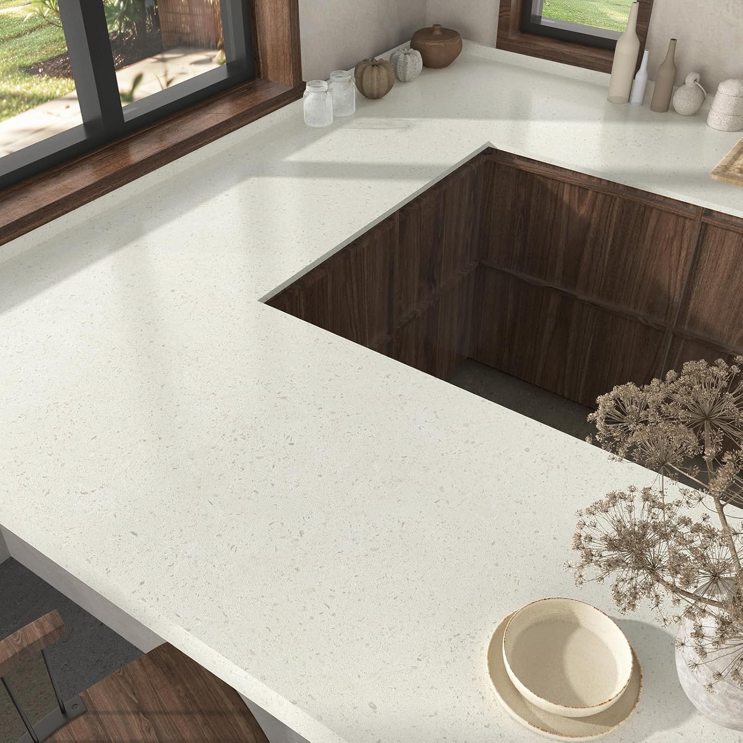 Matte Beige Terrazzo Contact Paper for Countertops 15.75"x236" Waterproof Granite Wallpaper Vintage Marble Stick on Wallpaper for Kitchen Counter Top Backsplash Bathroom Table Accent Walls