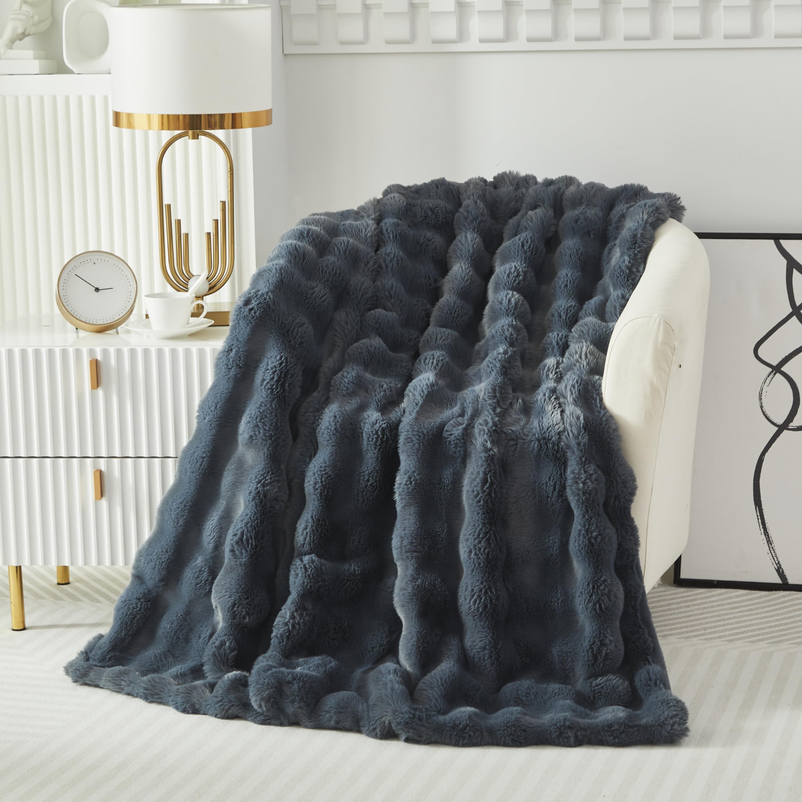 Kuscheldecke Kaninchen Plüsch Flauschige Decke Soft Wohndecke Dick 1000GSM Flanell Decke Couchdecke Warme Überwurfdecke Sofadecke Vielseitig Blanket Für Bett Sofa Schlafzimmer
