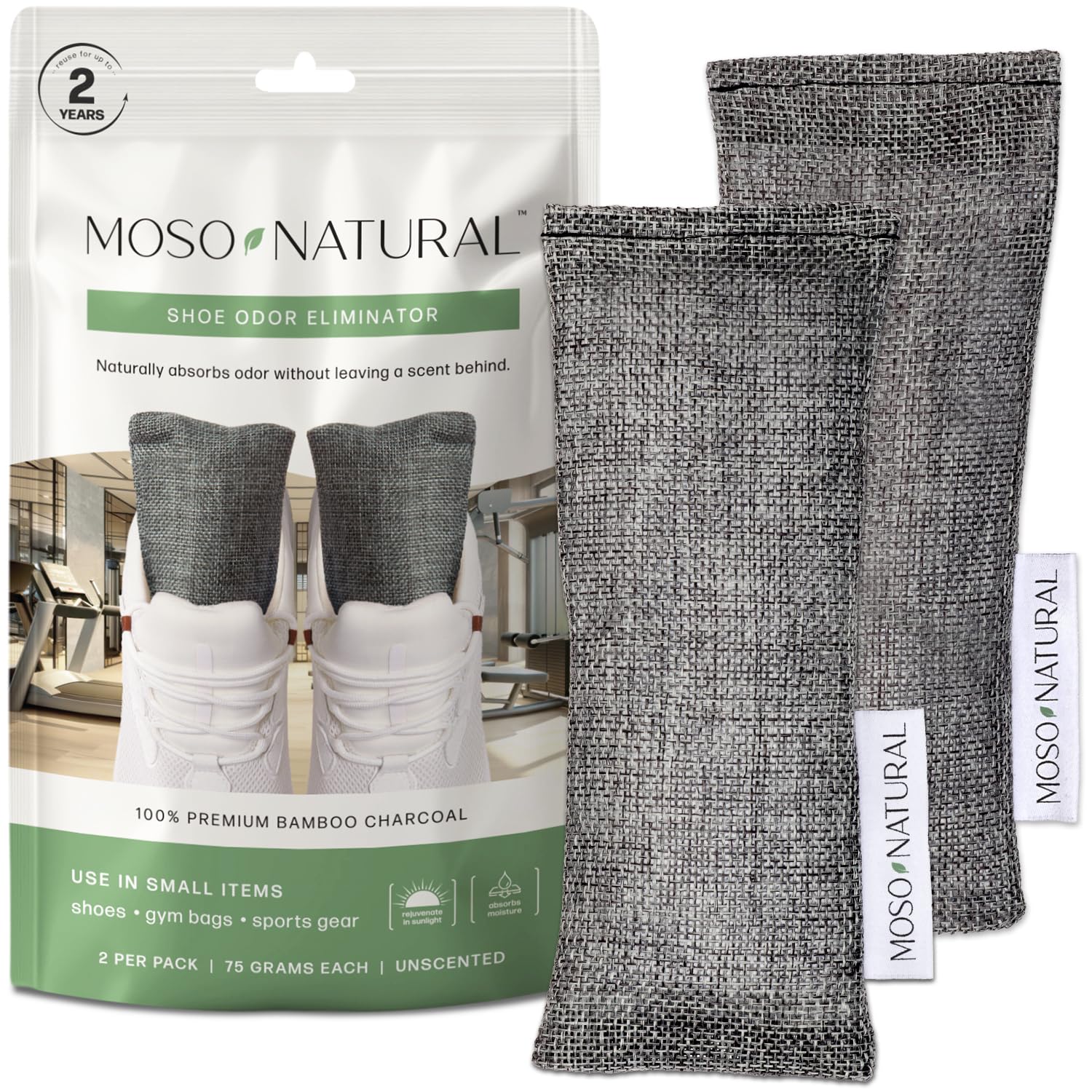 MOSO NATURAL: Le sac purificateur d'air original pour chaussures, sacs de sport et équipement de sport. un éliminateur d'odeurs