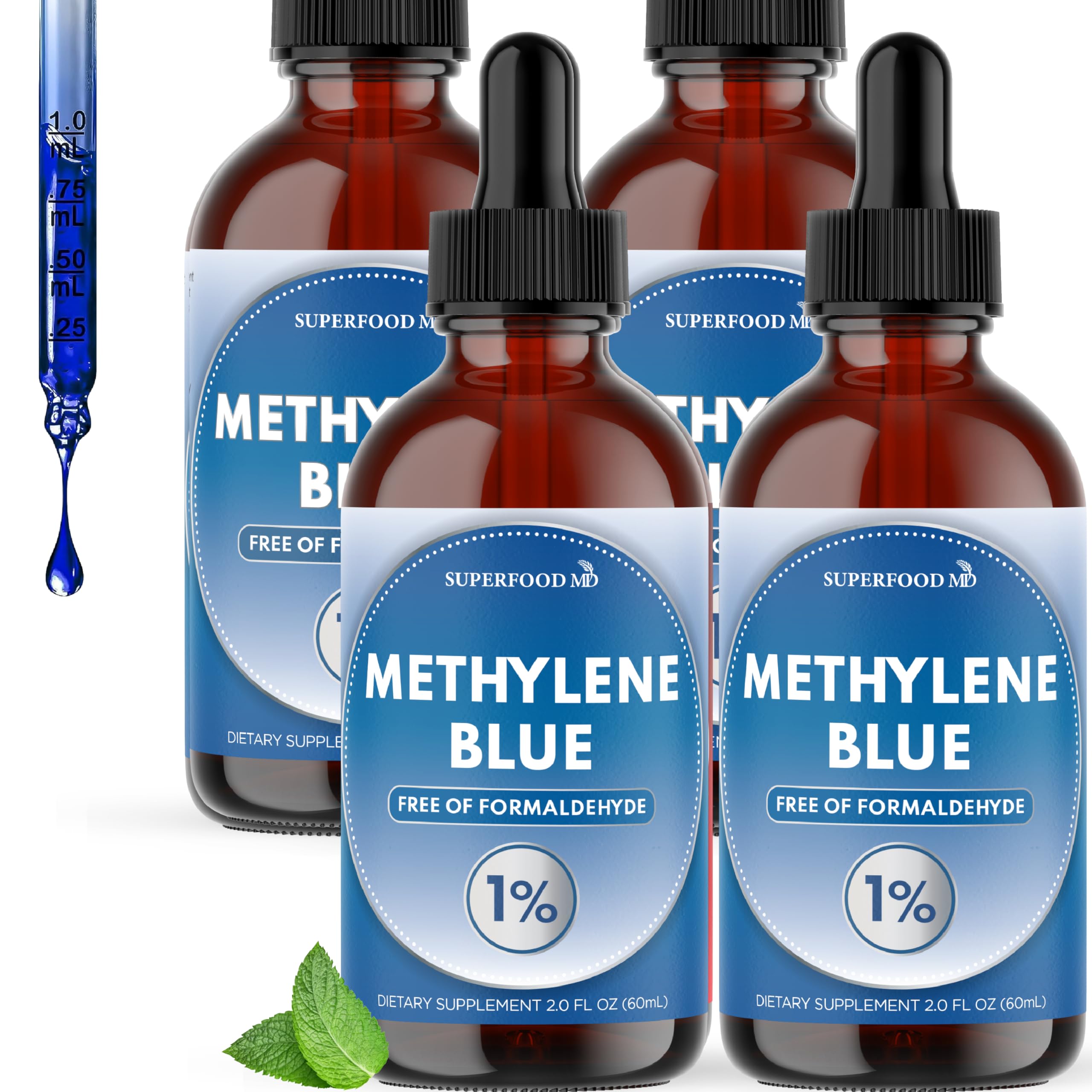 Methylene Blue Pharmaceutical Grade 8 oz – USP Grade 1% Solution with Balanced Electrolyte Solution Third-Party Tested Brain Health Supplement for Humans – No Formaldehyde High Cognitive Support