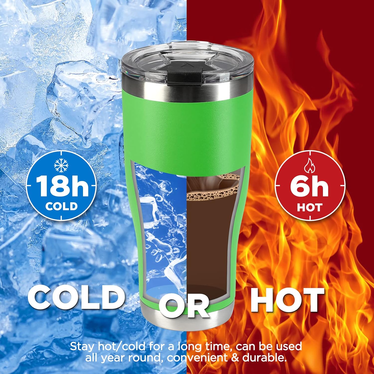 HAUSHOF 20 oz Tumbler, Stainless Steel Vacuum Insulated Coffee Tumbler Water Cup, Double Wall Travel Mug with Lid, Perfect for Hot and Cold Drinks - Image 5