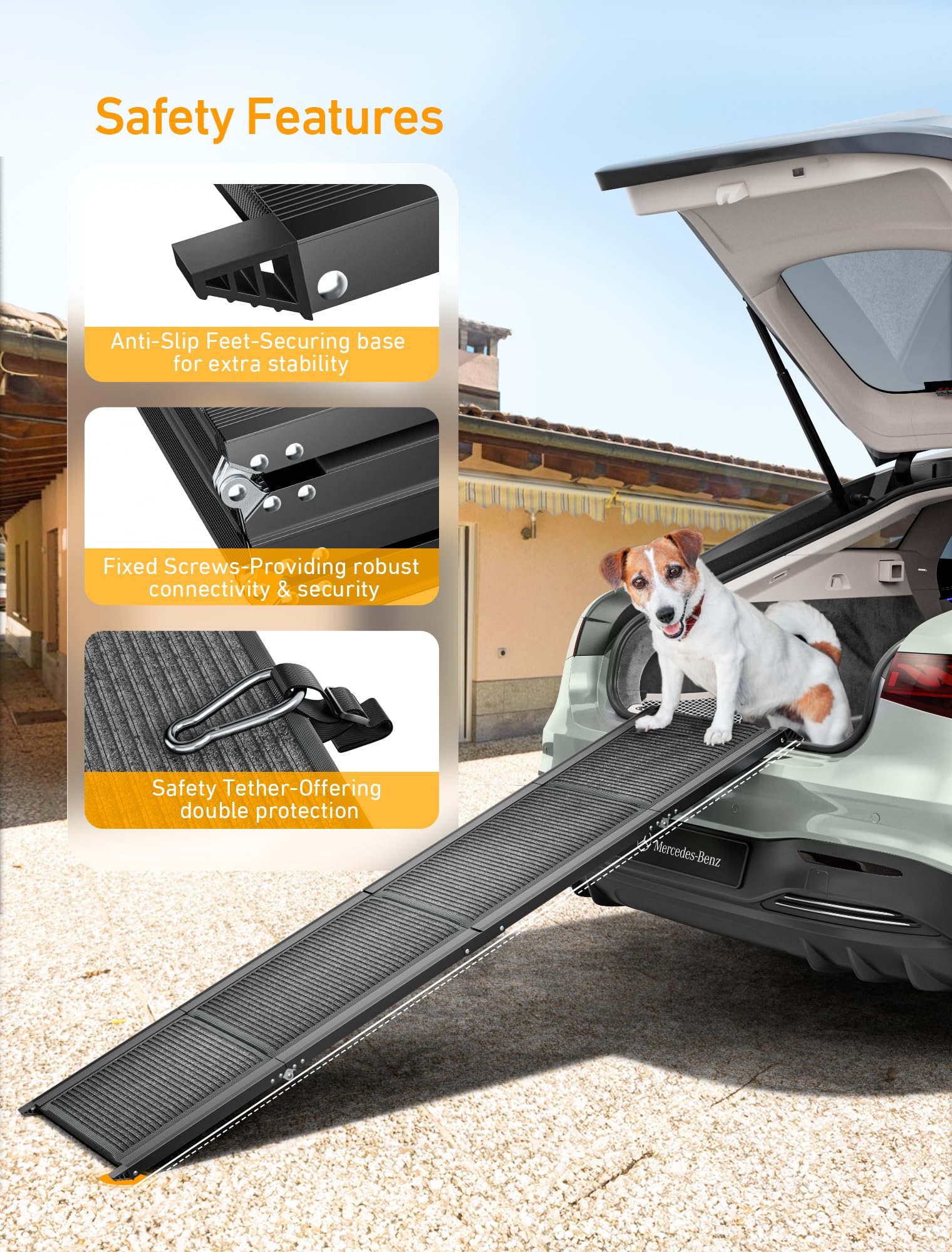 Rampe pour Chien Voiture Pliable, Échelle Pliante Escalier pour Grands Chiens, Supporte 113kg, pour Camion SUV