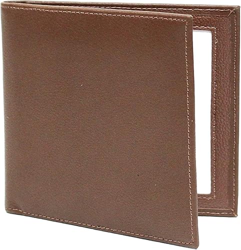 Marco de fotos de cuero cuadrado doble 4x4 - Cognac