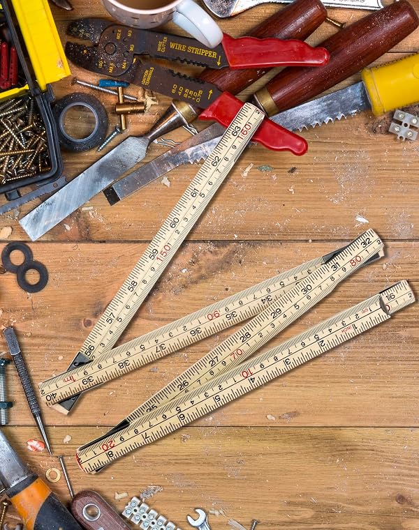 QWORK Folding Wood Rule, 4 Pack, 6FT 6 Inch Foldable Ruler with US and Metric Measurements for Carpenters by QWORK - Image 7