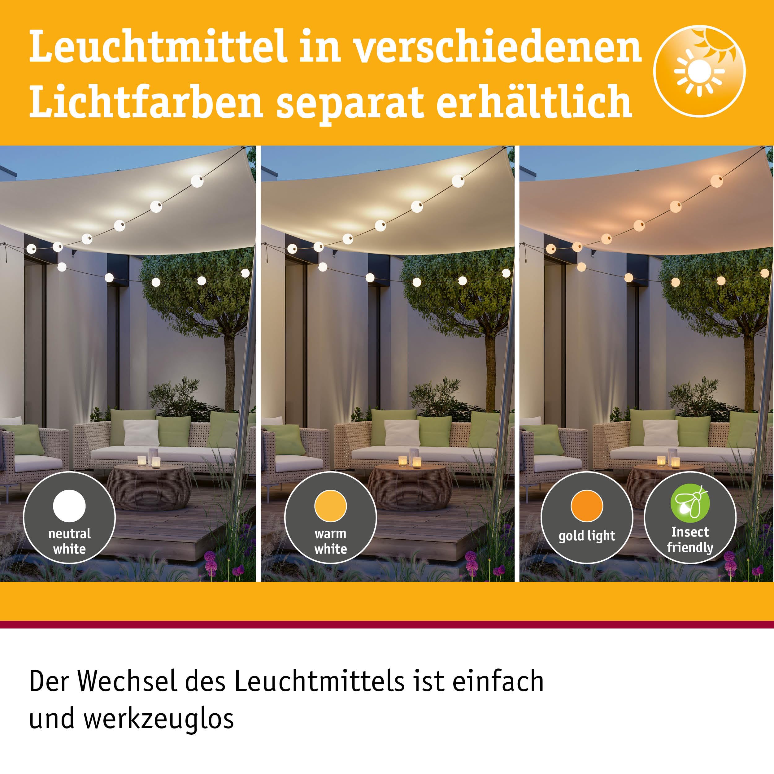 Paulmann 94911 Solar LED Lichterkette Taina Basisset IP67 3000K 5,8m 6x60lm Schwarz