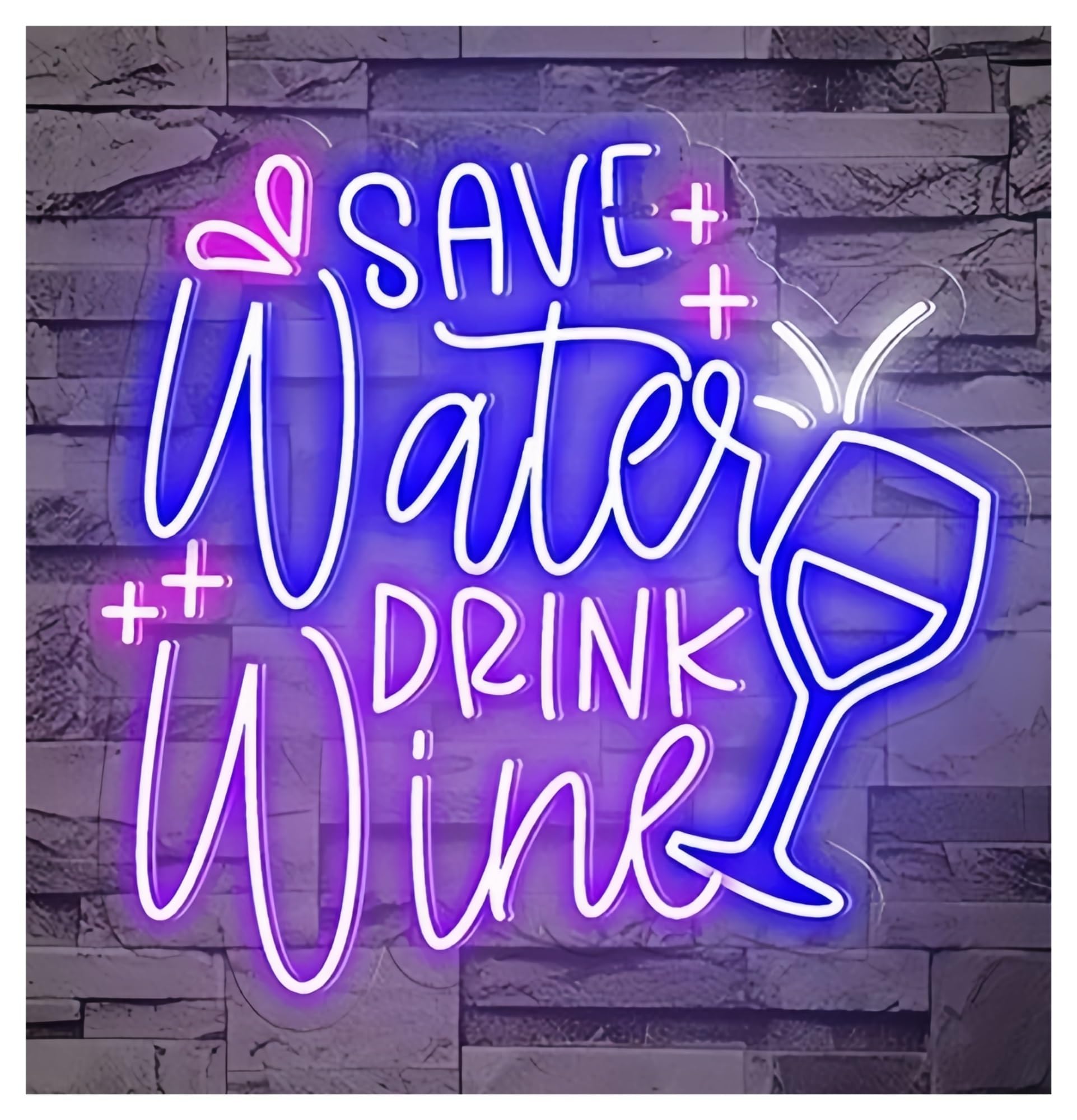 Shouxi C Sign Lamp Save Water Drink Wine Neon Sign Wine Drinking Bar Wall Hanging 55Cm(C)