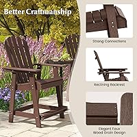 Vista 8 de Tangkula Taburete de bar para exteriores, silla Adirondack alta de polietileno de alta densidad con reposabrazos y reposapiés, resistente a