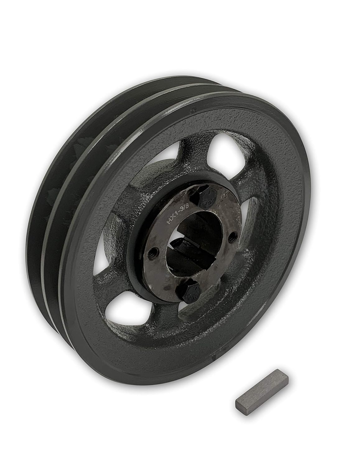 Double Groove 6.25 Cast Iron Electric Motor  H  Pulley/Sheave, Bushing Included, for 3/8 and 1/2 Top Width 3L/A/AK/4L/4LK Section V Belt, 2 Groove (1-3/8 Shaft / 1.375 Bore, 2AK64H)