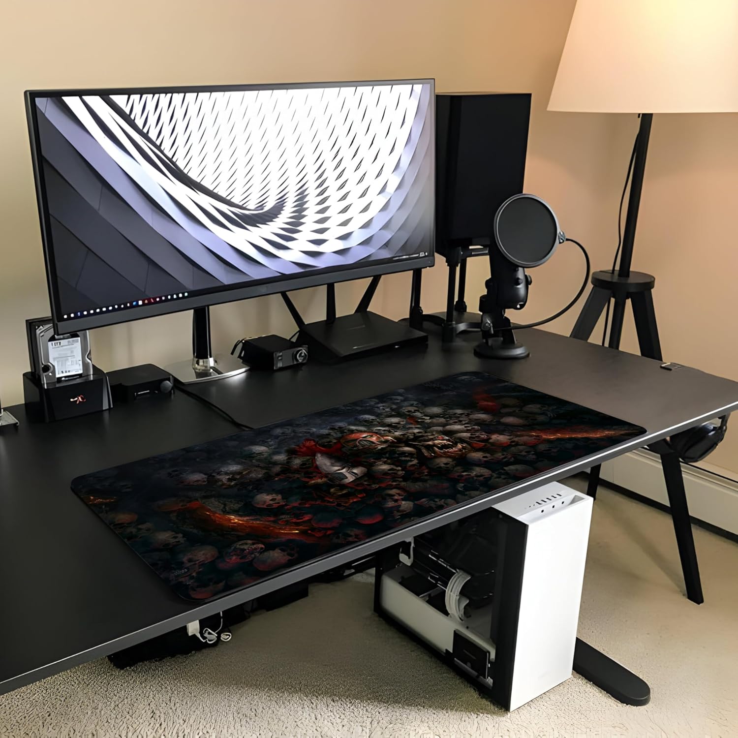 Gaming Mouse Pad Stitched Edges| Non-Slip Rubber Stitched Mouse Pad Desk Mat for Computer Laptop | Extended Mousepad for Office & Home (23L x 11B x 0.15H in Inches); JF-Mouse PAD-075