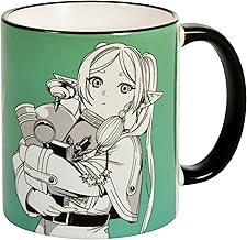 Elbenwald Frieren Fans Mug Character Design Full Print 320ml Capacity 9cm Height Coffee Mug for Anime Fans Ceramic Green